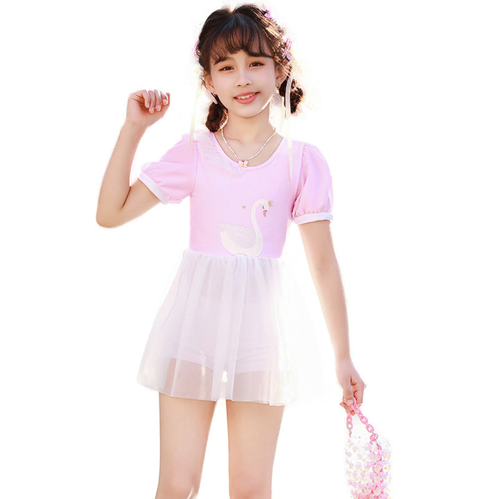 Girls tulle swimsuit with cute swan motif Mune Fashion