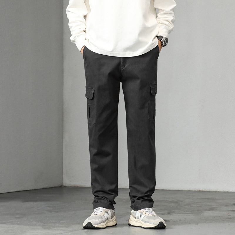 Men's straight-cut cargo pants with utility flap pockets and slightly tapered leg Mune Fashion