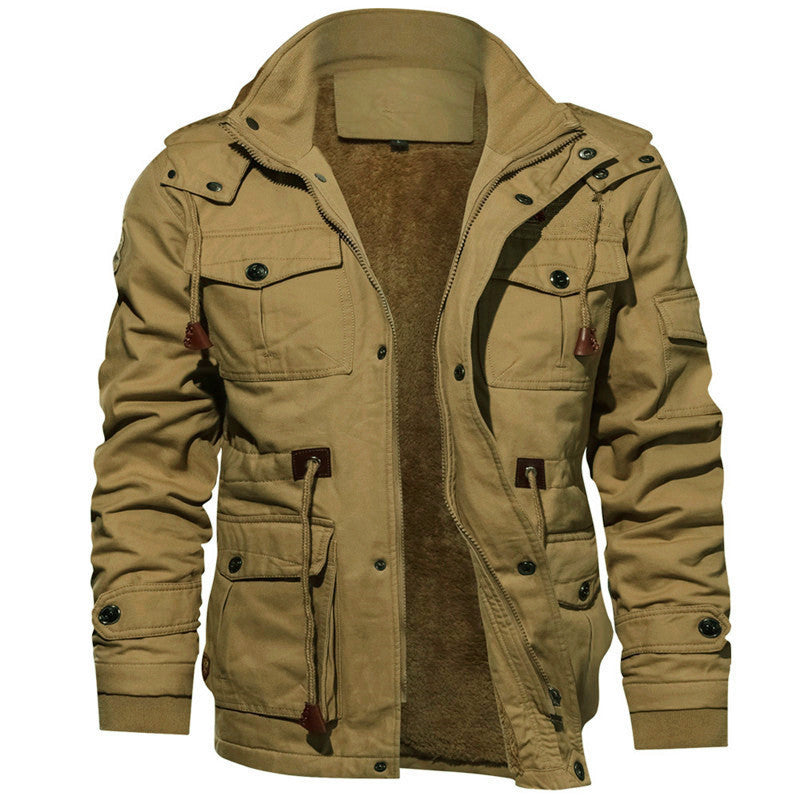 Men's Insulated Canvas Utility Parka with Teddy Fleece Lining and Multiple Pockets Mune Fashion