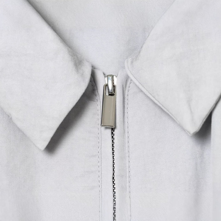 Women's Cropped Bomber Jacket in Oversized Look with Shirt Collar and Elastic Waistband