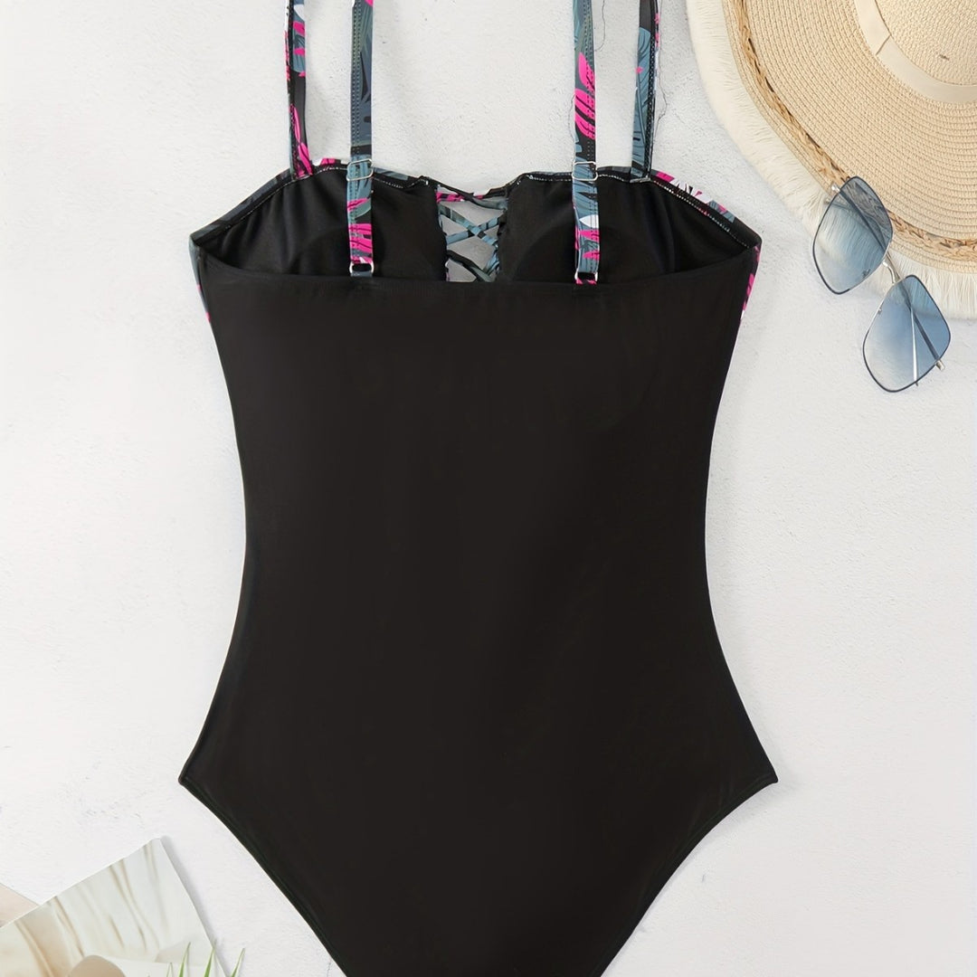 Women’s one-piece swimsuit with floral design and modern back system Mune Fashion