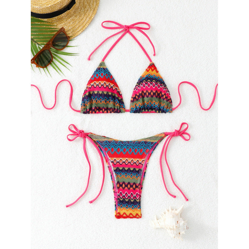 Ladies Triangle Bikini with Colorful Pattern Mune Fashion