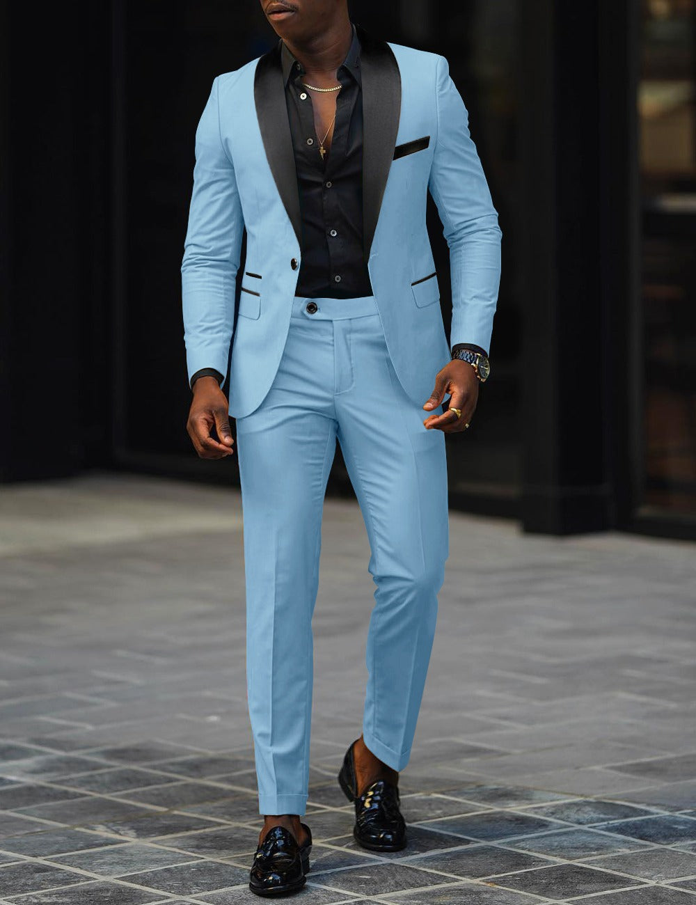 Men's narrow cut tuxedo with satin lapels and slim-fit trousers Mune Fashion