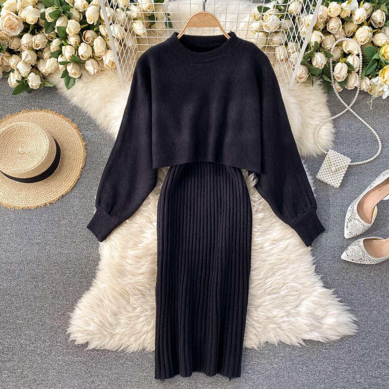 Women's Knitted Ensemble with Rib Details Mune Fashion