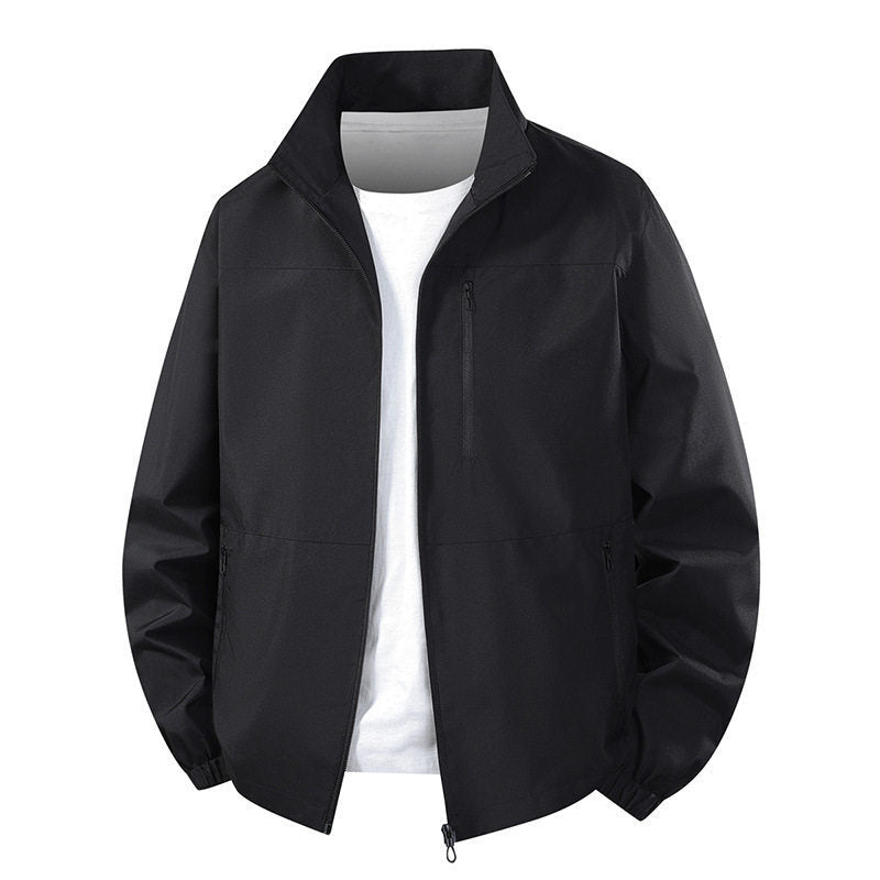 Men Light wind and water-repellent transitional jacket with standing collar and concealed zipper pockets Mune Fashion