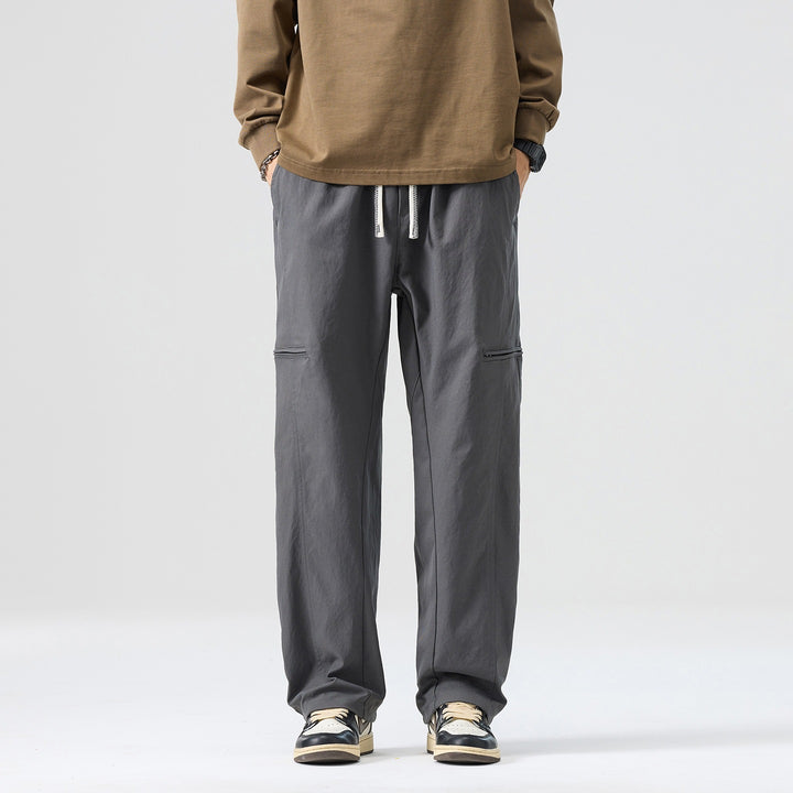 Men's Loose Fit Work Pants in Cargo Look with Drawstring Waist and Flat Knee Pockets Mune Fashion