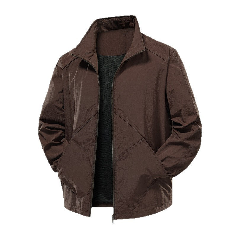 Men's Lightweight Technical Windbreaker with Mesh Lining and Stand-Up Collar Mune Fashion
