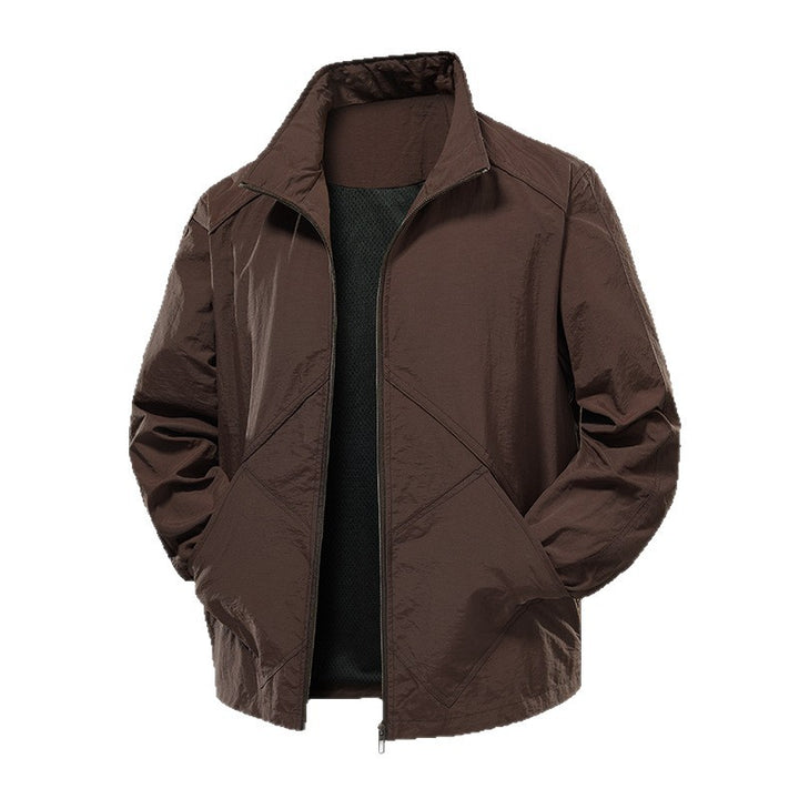 Men's Lightweight Technical Windbreaker with Mesh Lining and Stand-Up Collar Mune Fashion