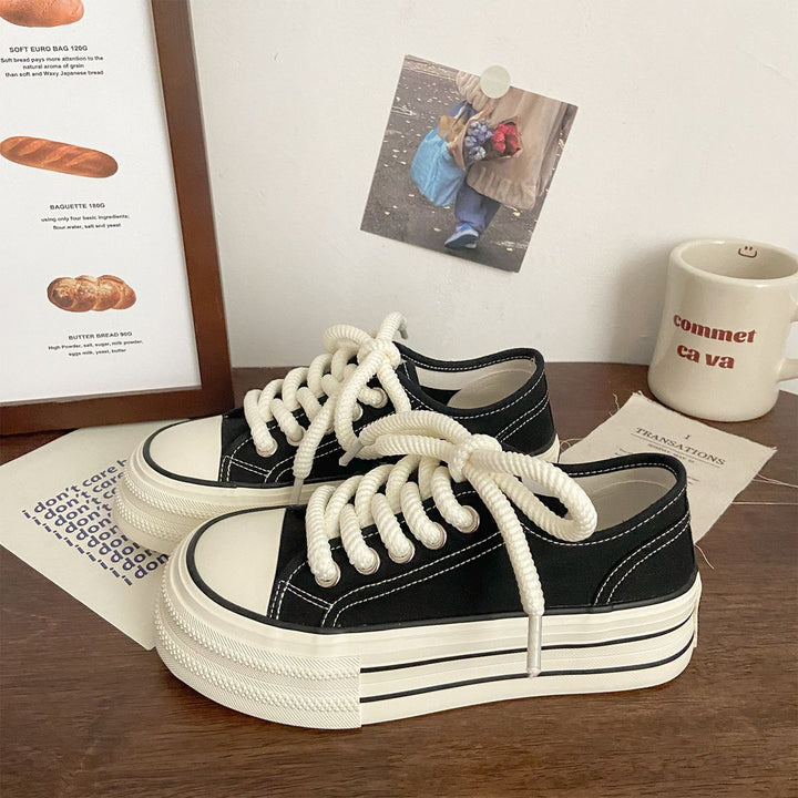 Women's Fashion Platform Sneakers with sturdy upper material and striped sole profile Mune Fashion