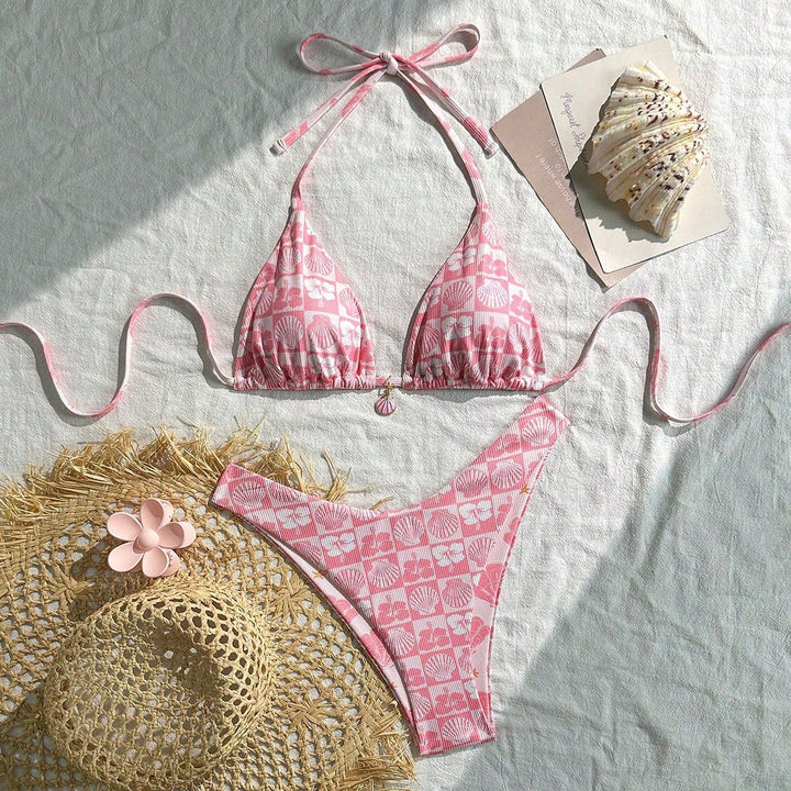 Women Triangle Bikini with maritime shell pattern Mune Fashion