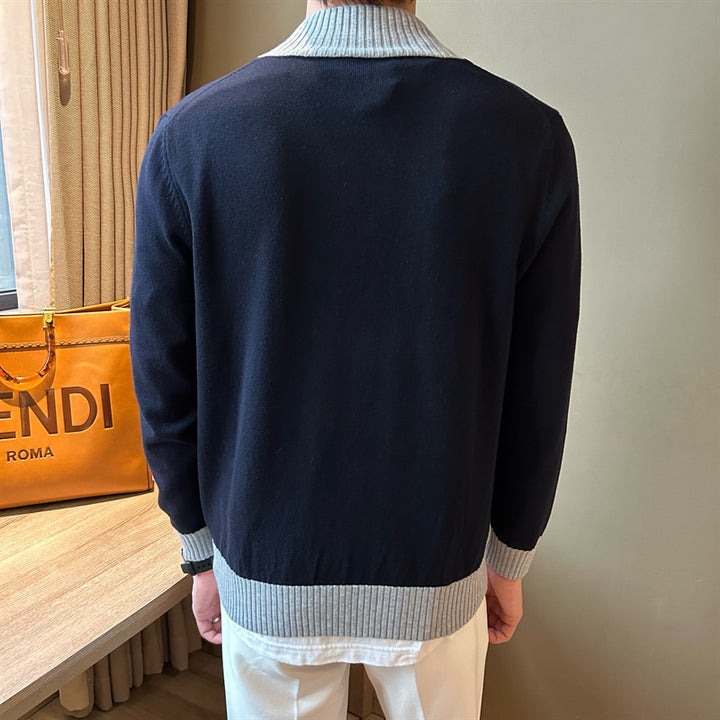 Men's Elegant Cardigan with Stand-Up Collar Mune Fashion