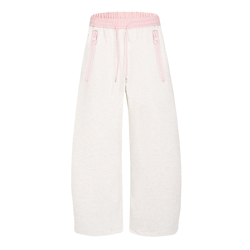 Ladies wide lounge pants with high comfort waistband, drawstring and zip pockets Mune Fashion