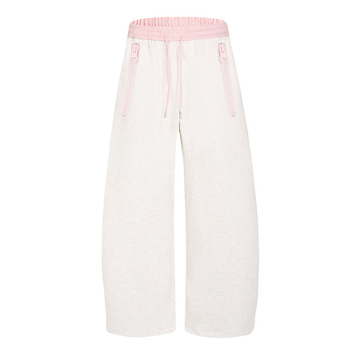 Ladies wide lounge pants with high comfort waistband, drawstring and zip pockets Mune Fashion