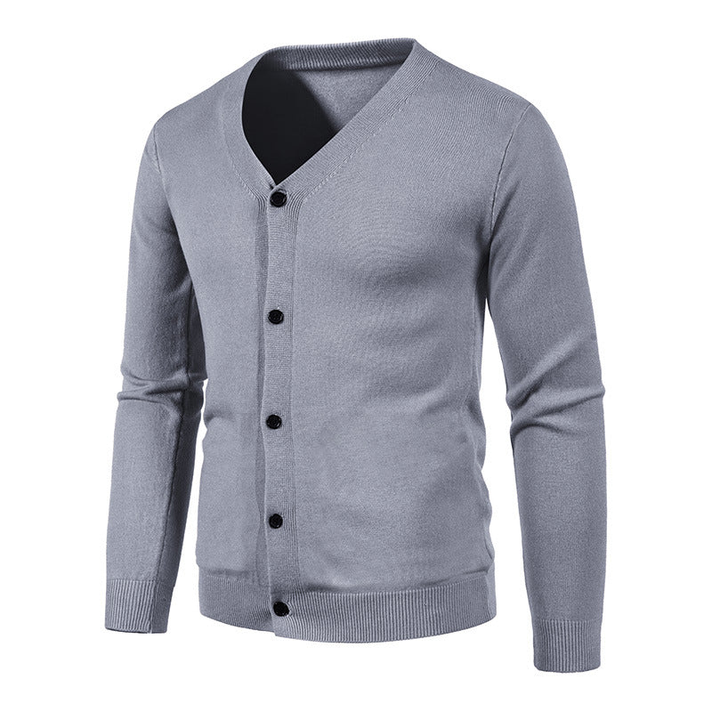 Men's fine knit cardigan with V-neck, slim fit and button placket Mune Fashion