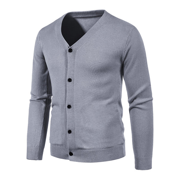 Men's fine knit cardigan with V-neck, slim fit and button placket Mune Fashion