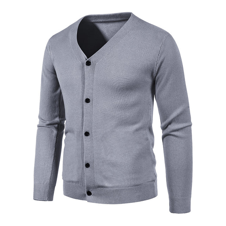 Men's fine knit cardigan with V-neck, slim fit and button placket Mune Fashion