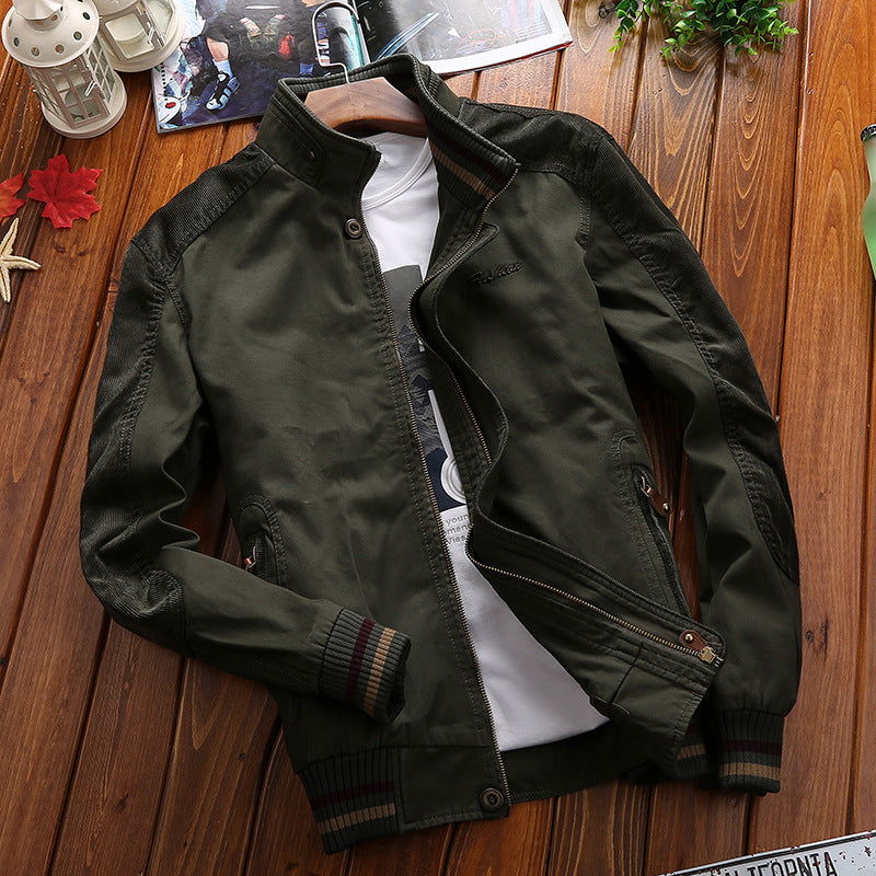 Men's Harrington-Style Transition Jacket with Stand Collar and Ribbed Cuffs Mune Fashion