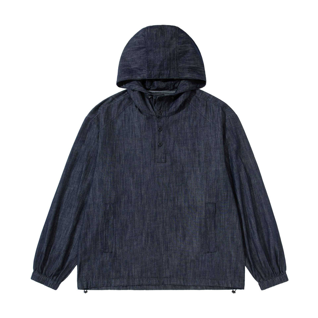 Men's lightweight denim anorak with hood and half button placket Mune Fashion