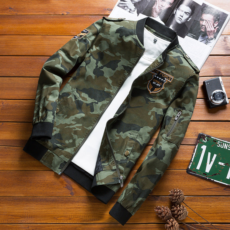 Men's sporty bomber jacket in camouflage design Mune Fashion