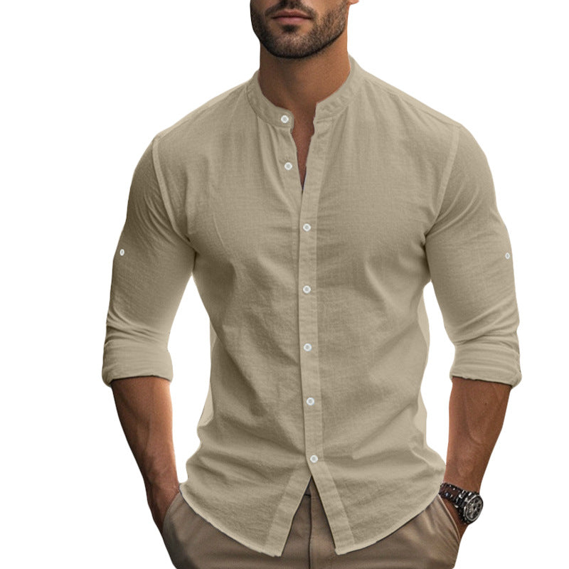 Men's tailored shirt in Nehru style with rollable sleeves and slim fit Mune Fashion
