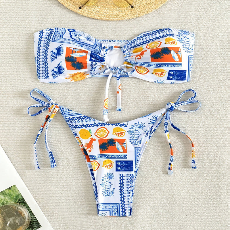 Women's bandeau bikini with playful pattern Mune Fashion