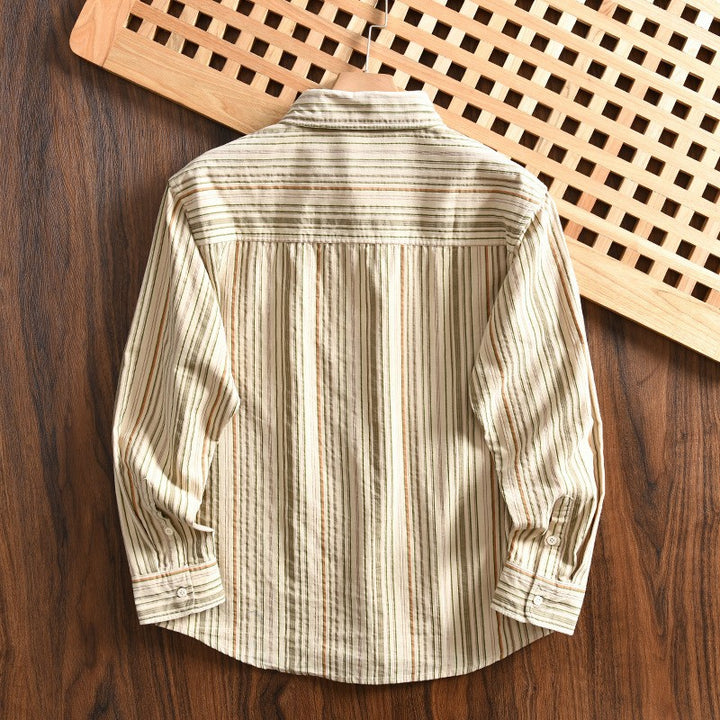 Men's Casual Long Sleeve Shirt with Fine Stripes Mune Fashion