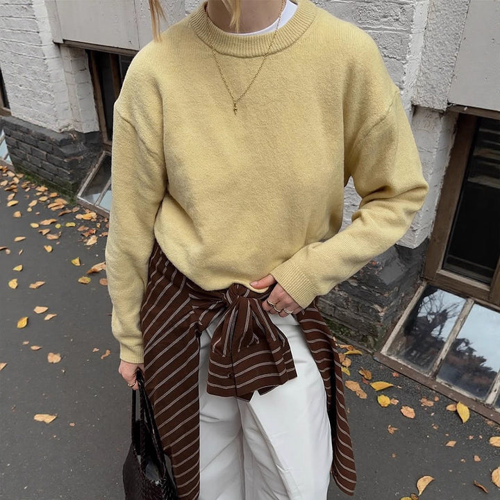 Women Boxy Fine Knit Sweater with Raglan Sleeves and Ribbed Cuffs Mune Fashion