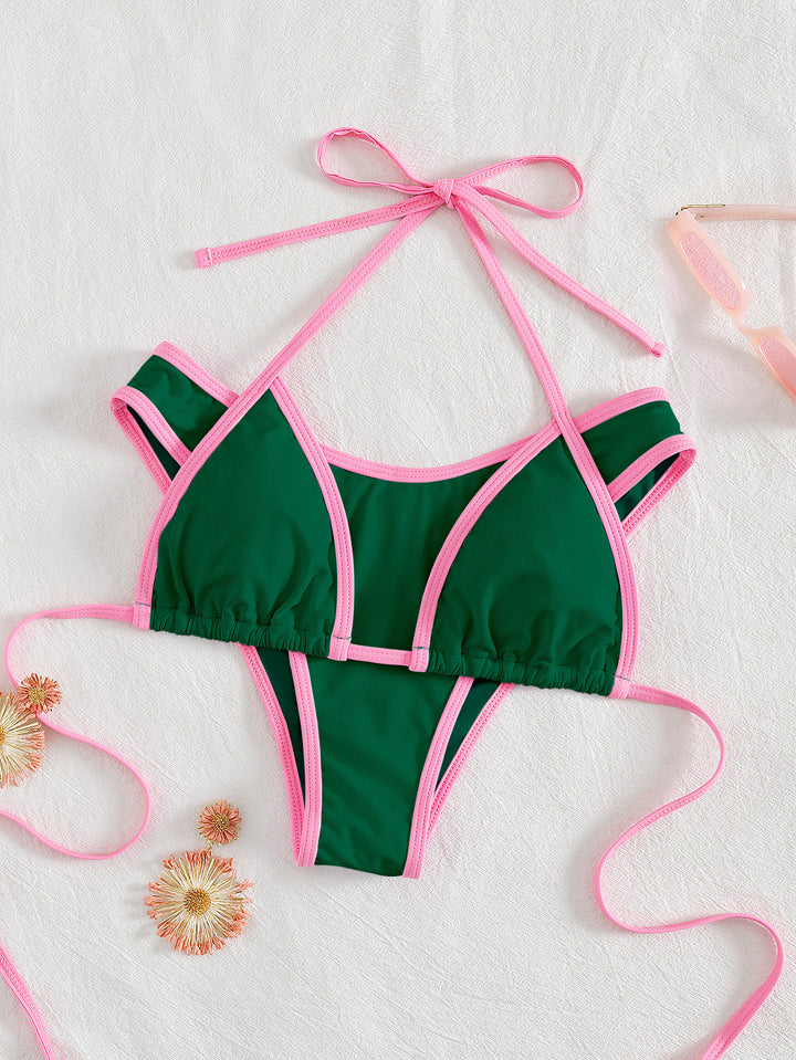 Women's Triangle Bikini with Exciting Stripe Design Mune Fashion