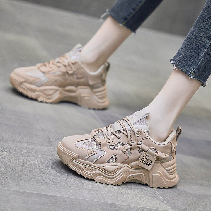 Women's chunky sports sneakers with extra high profile sole and breathable mesh lining Mune Fashion