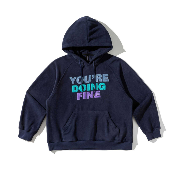 Unisex Loose-Fit Fleece Hoodie with Statement Embroidery Mune Fashion