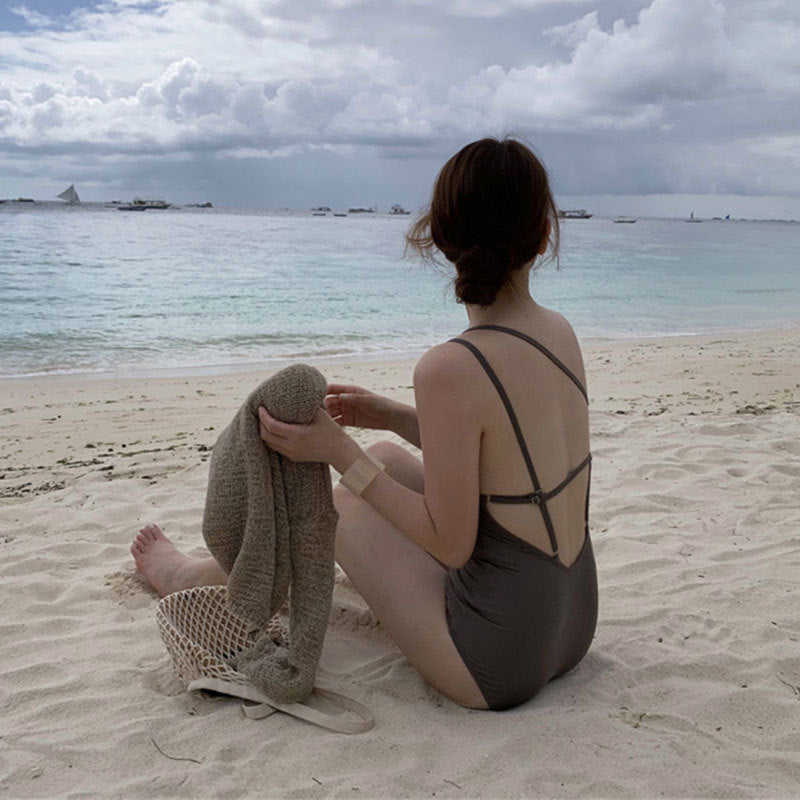 Women's One-Piece Swimsuit with Asymmetrical Cut and Adjustable Strap System Mune Fashion