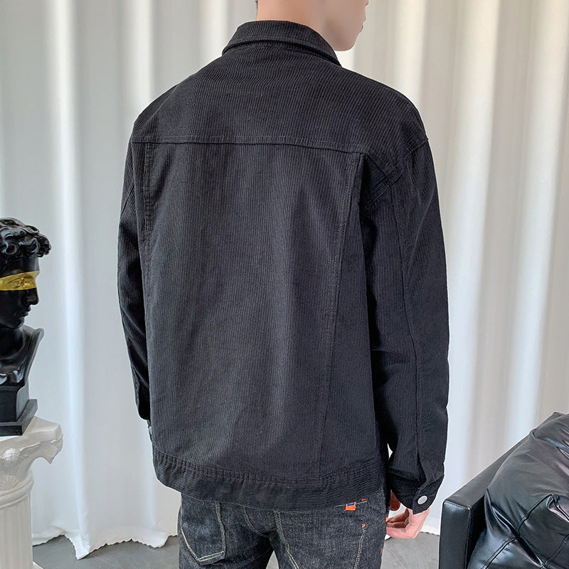 Men's cord jacket in worker-blouson style with metal button closure and patch pockets Mune Fashion