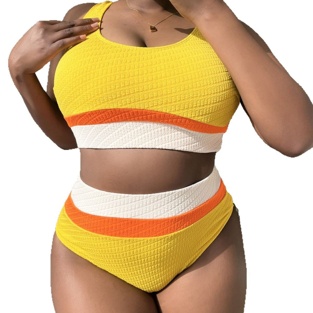 Women High Quality Sports Bikini with Trendy Color Blocks Mune Fashion