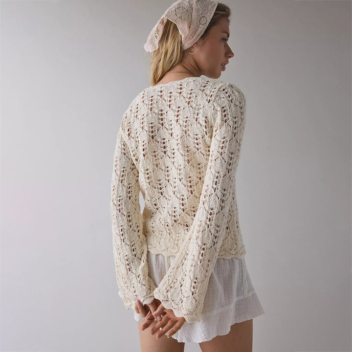 Ladies airy crochet knit cardigan Mune Fashion