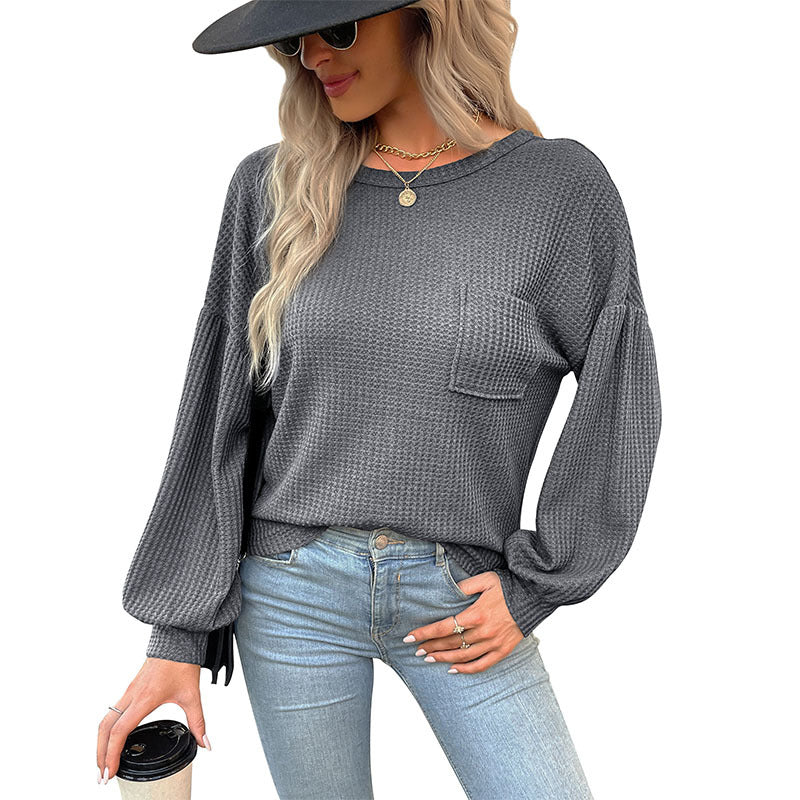 Women Casual Sweater with Balloon Sleeves Mune Fashion