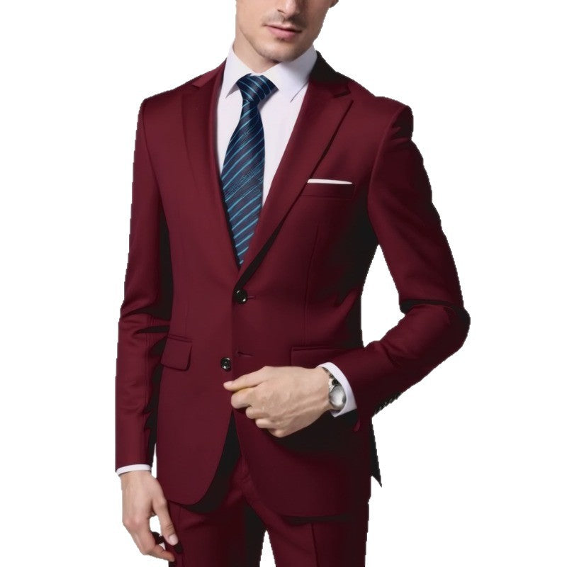 Men's Tailored Two-Piece Suit with Slim Lapel and One-Button Closure Mune Fashion