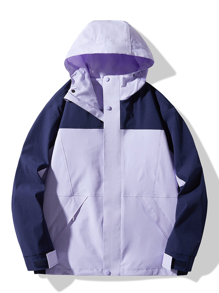 Men's Technical Colorblock Softshell Rain Jacket with Adjustable Hood Mune Fashion