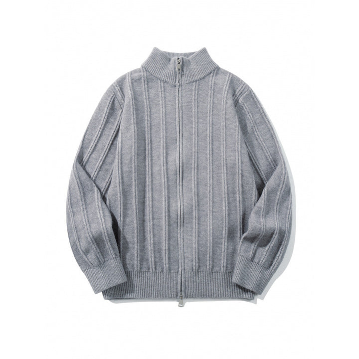 Unisex Zip Sweater with Stand-Up Collar and Vertical Structure Mune Fashion