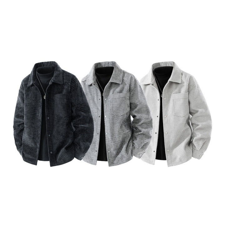Men's nano structured overshirt jacket made of waffle knit look with snap button closure and chest pocket Mune Fashion