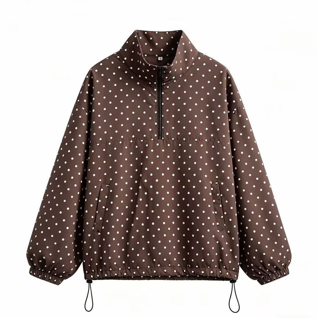 Women's lightweight dotted anorak with half zipper and drawstring Mune Fashion