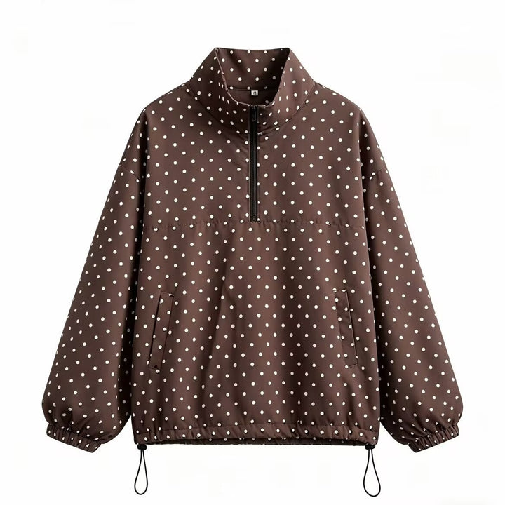Women's lightweight dotted anorak with half zipper and drawstring Mune Fashion