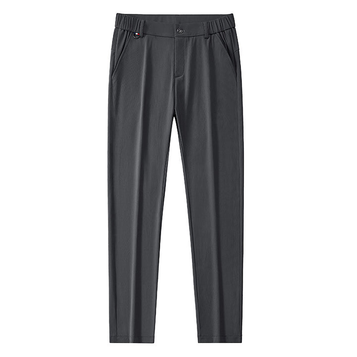 Men's lightweight travel pants with elastic waistband, straight leg, zipper details, and side pockets Mune Fashion