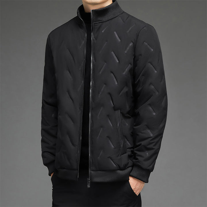 Men's lightweight quilted city insulation jacket with diagonal structure, stand-up collar, and two-way zipper Mune Fashion