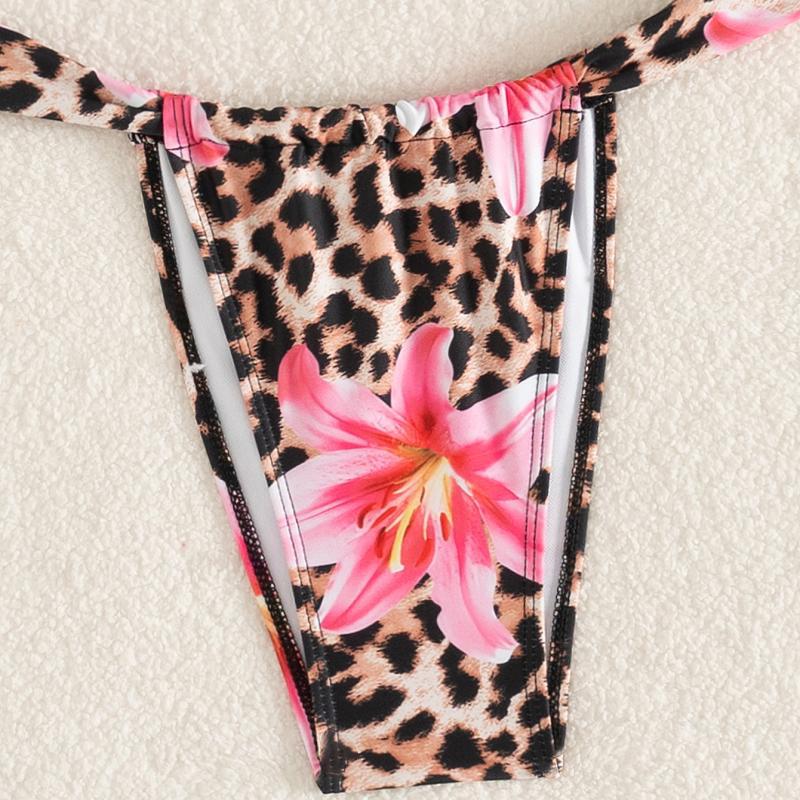 Women’s bikini set with floral leopard pattern and elegant knot detail Mune Fashion