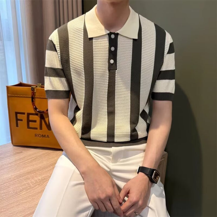 Men's Stylish Short-Sleeved Knitted Polo Shirt Mune Fashion