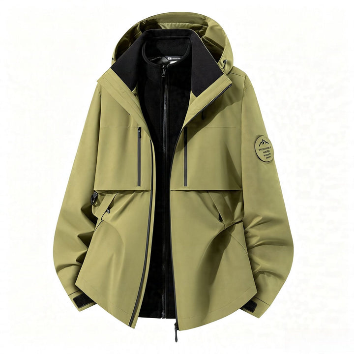Men's three-layer softshell outdoor jacket with removable fleece lining and hood Mune Fashion