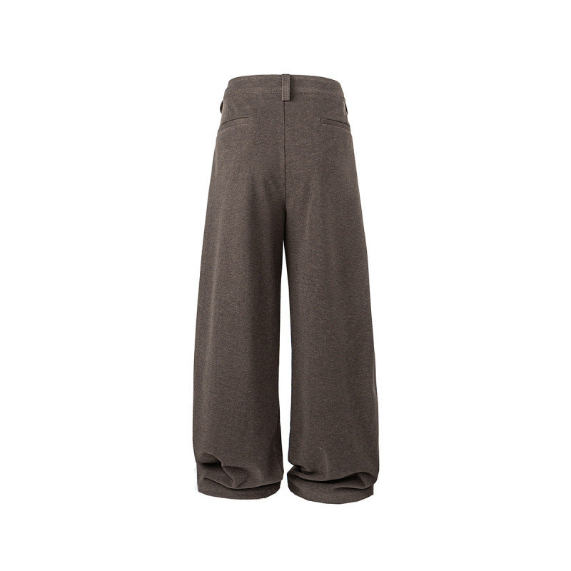Women's Wide Palazzo Pants with High Waist, Pleats and Turned Hem Mune Fashion