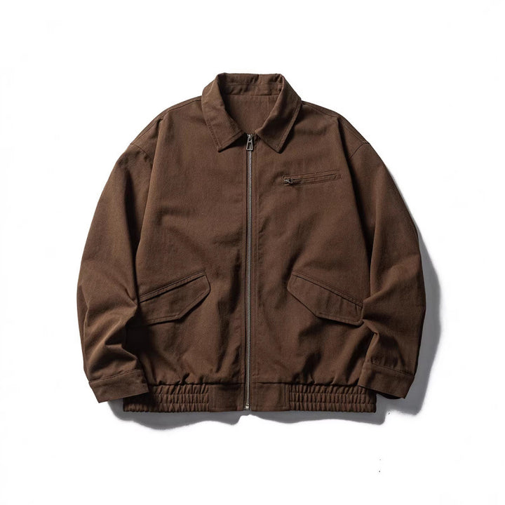 Men's Oversized Work Jacket with Full Zip, Chest Zip and Elastic Hem Band Mune Fashion
