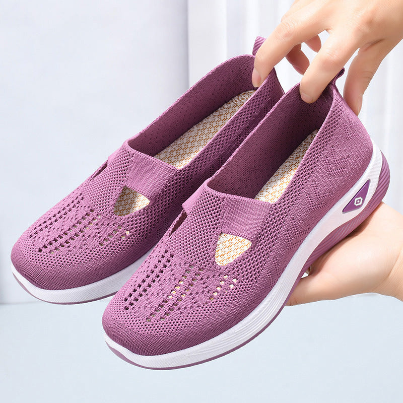 Women's lightweight breathable slip-on sneakers with elastic knit upper and orthopedic comfort sole Mune Fashion