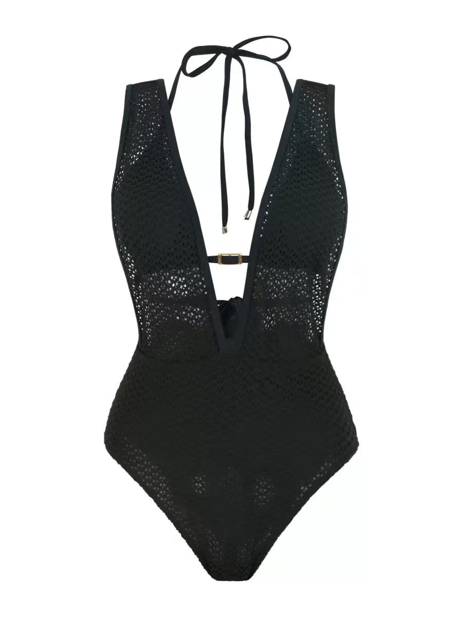 Women’s Mesh Swimsuit with Deep V-Neck Mune Fashion